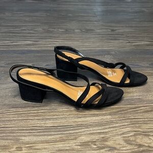 H&M Black Strappy Slingback Block Heel Sandals